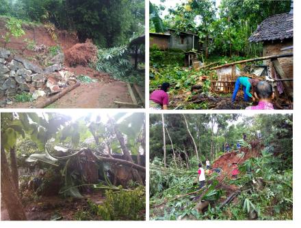 Hujan Disertai Angin Berdampak Longsor di Desa Terong